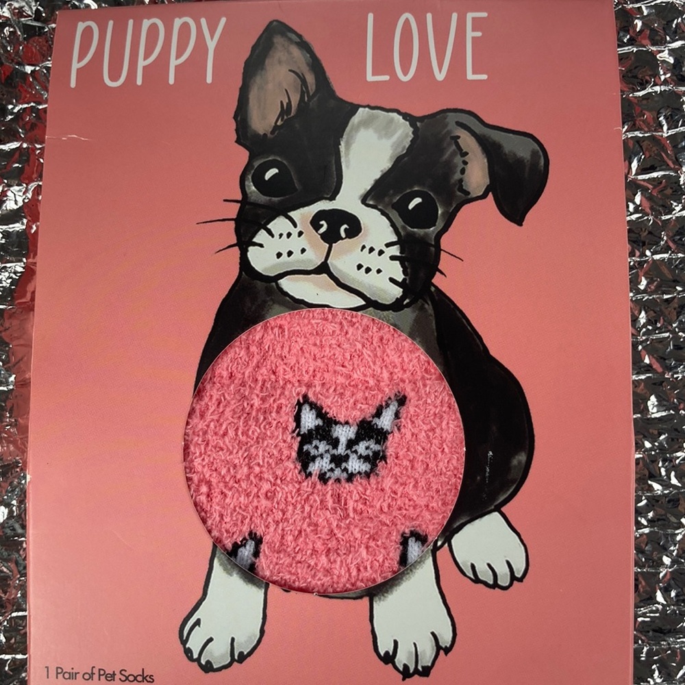NWT NIB BOSTON TERRIER FUZZY socks